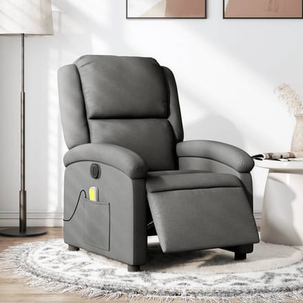 vidaXL - Massagestoel - elektrisch - verstelbaar - stof - donkergrijs