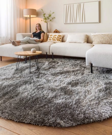 Velvet vloerkleed rond - Posh grijs 200