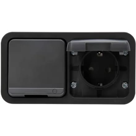 Kopp Stopcontact Maris - 2-voudig Geaard Opbouw Spatwaterdicht - Antraciet
