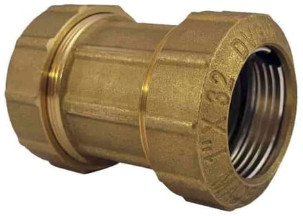 20mm PE Buis Koppeling Messing - MS58, 16 bar, -20°C tot +120°C