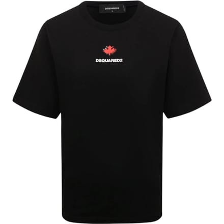 Dsquared2 Pixel Leaf Logo Print Crew Neck Zwart T-shirt