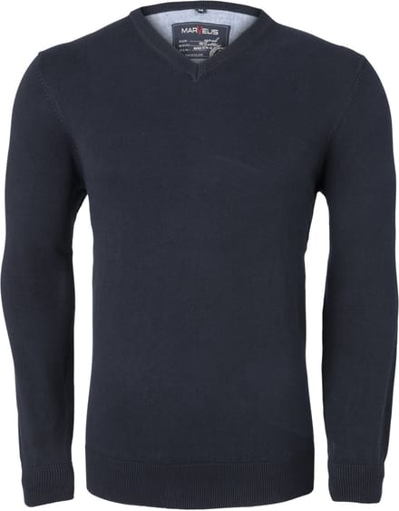 MARVELIS heren trui katoen - V-hals - donkerblauw