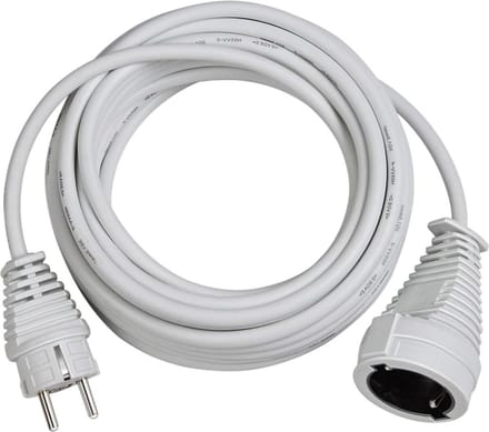 Kwaliteit verlengkabel geaarde stekker koppeling 5m kabel wit binnen gebruik