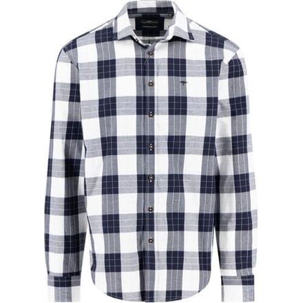 Fynch-Hatton Overhemd Modern Flanel Check Kent Collar Navy / male