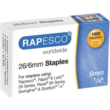Pakket van 1000 verzinkte nietjes 26/6 mm