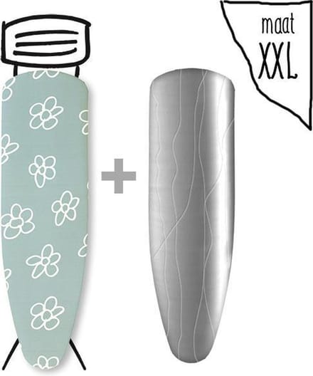 Leuke Strijkhoezen | Strijkhoes met een Stoom Molton - bloemen groen - maat XXL - complete set