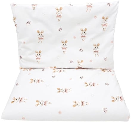 Printed cotton bedding - 2-piece 135×100 cm Ballerina Mouse