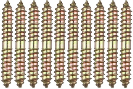 Schroeven M8 - Hout voor Hout Deuvelschroef - Zelftappende Schroeven - 10 Stuks - Bronskleur - Totale Lengte 60 mm