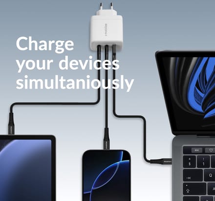 Mobilize 65W Power Delivery / PPS USB-C en USB-A GaN Adapter Wit
