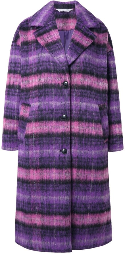 Studio Untold - Dames - Geruite mantel oversized reverskraag lange mouwen - Purper - Maat 58+