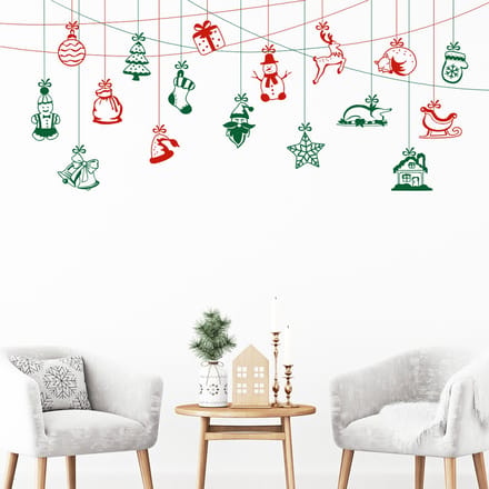 Kerststicker, sprookjesachtige slinger - Kerststickers - feestdecoraties - 30x70cm