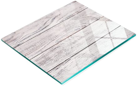 Decoratieve glazen snijplank met houten rand, 60x52 cm