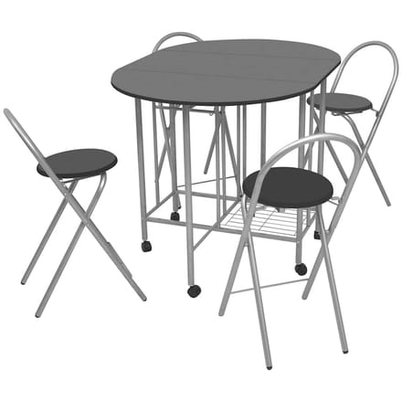 vidaXL - Eetkamerset - opvouwbaar - zwart - MDF - 5-dlg