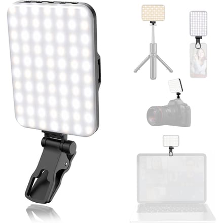 Lampe LED pour selfie, 60 LED de haute qualité, rechargeable, 2 200 mAh, IRC 97+, 7 modes d'éclairage, portable, pour téléphone/tablette/ordinateur portable blanc