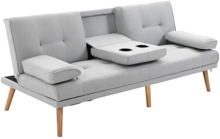 HOMCOM Slaapbank - 181x77x72 cm - 3-zits - Sofabed - Linnen - Lichtgrijs