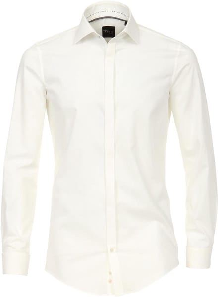 VENTI body fit overhemd - popeline - beige - Strijkvriendelijk - Boordmaat: 37