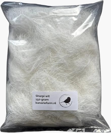 Nestmateriaal- Binnenvogels- Sharpie- Sharpie katoenvezels- Sharpi wit 150 gram