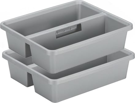 Sunware organiser - 2 stuks - kunststof - 44 x 35 cm - grijs - 2 vakken