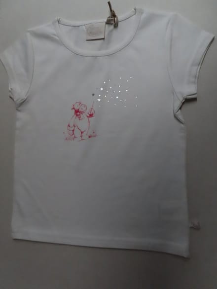 Noukie's - T shirt - Korte mouw - Meisje - Wit - Roze Lola fee - 4 jaar 104