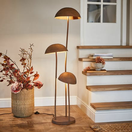 LOBERON Staande lamp Harvelle bruin
