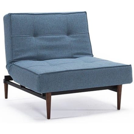 Innovation Living - Splitback fauteuil - blauw-grijs - Mixed Dance - iepenhout donker, conisch
