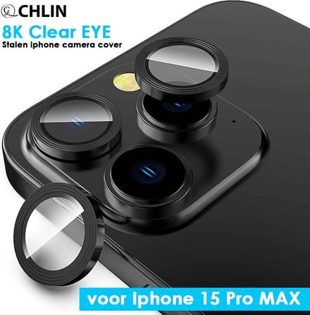 CL Chlin® 8K ClearEye iPhone 15 Pro Max Camera Lens Protector - 9H Strength - iPhone 15 Pro Max Camera Lens Cover - iPhone 15 Pro Max Bescherming - iPhone 15 Pro Max Accessoires