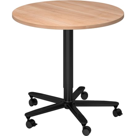 BISTRO 80R D - Systeem conferentietafel Walnoot Zwart Ø 80