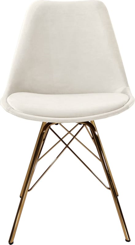 KICK® VELVET Kuipstoel Wit – Eetkamerstoel – Velvet – Goud Frame