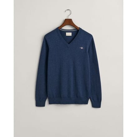 Gant Pullover V-Hals Jeans Blauw - Maat M - Heren - Pullovers
