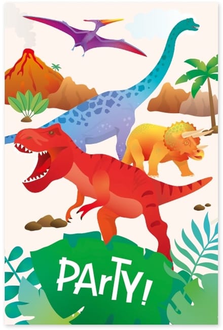 Uitnodigingskaarten dino | 6 stuks