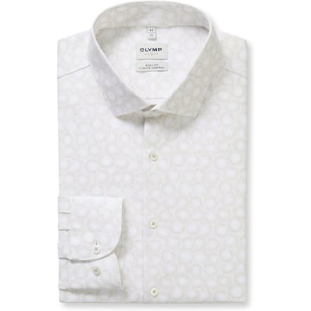 OLYMP Overhemd Level 5 Print Beige - Maat 37 - Heren - Overhemden Formeel