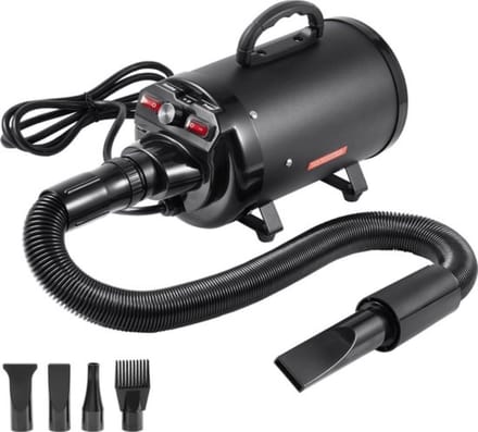 Luxe hondenföhn - 4 Hoofdstukken - 2000W - 2,7 Pk - Instelbare snelheid - Zwart