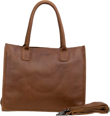 DSTRCT Preston Park Dames laptoptas - 15 inch - Werktas A4 - Leer - Cognac