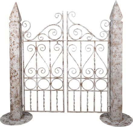 Clayre & Eef Tuinpoort 163x40x157 cm Wit Bruin Metaal
