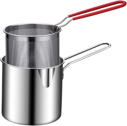 Mini Frituurpan Roestvrij Staal 304 met Mandje - 13 cm