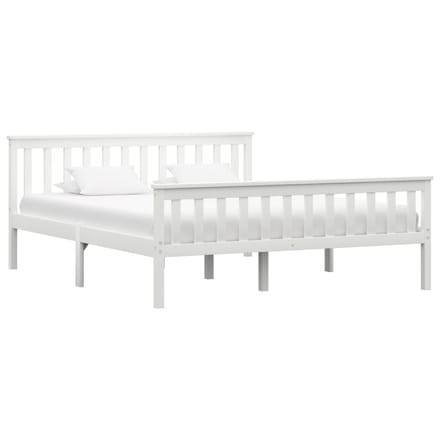 vidaXL - Bedframe - massief - grenenhout - wit - 160x200 - cm