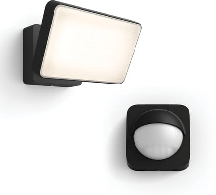 Philips Hue Welcome Verstraler (Zwart) - Buitenlamp met Bewegingssensor - Warmwit Licht - Incl. Hue Bewegingssensor voor Buiten - Hue White