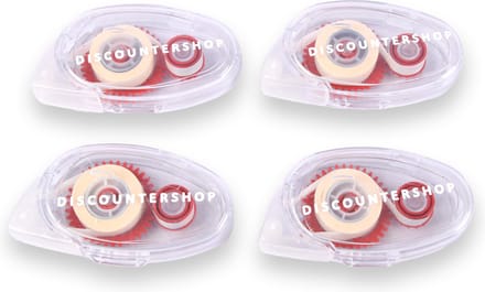 Doorzichtige Lijmroller Set - 4 Stuks - Transparant/Rood - Bureauartikelen - Kantoor & School - Discountershop
