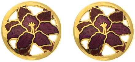 Behave - Oorclips dames - bloemmotief - paars - 1,5 cm