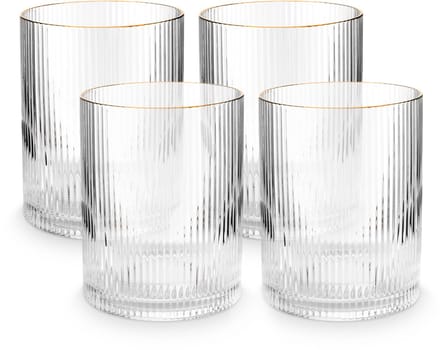 vtwonen Waterglazen - Drinkglazen - Glazen set van 4 - met Gouden Rand - 340ml