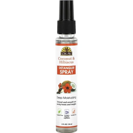 Okay Pure Naturals, Spray démêlant, noix de coco et hibiscus, 2 fl oz (59 ml) black