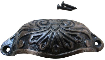 Ornate Cup Pull Handle Antique Copper
