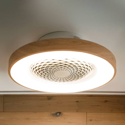 Mantra Iluminación Smart LED plafondventilator Tibet, houtkleur, stil, Ø 65 cm