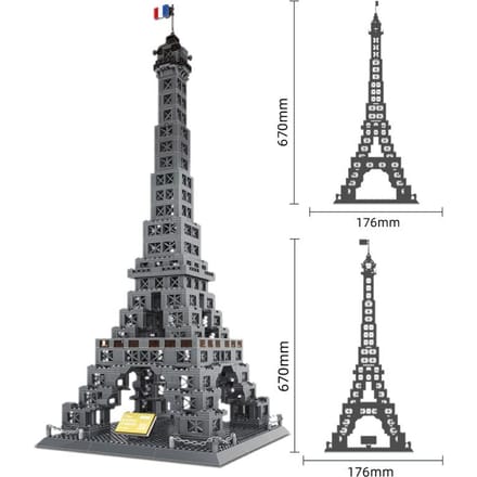 976 STUKS Eiffeltoren Bouwstenen Creatief Assemblagespeelgoed Mooie Woondecoratie Cadeau Klein Deeltje DIY Model gray