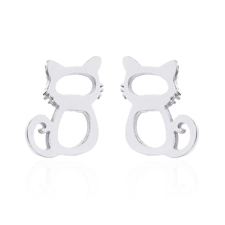 Gading® dames RVS oorknoppen met kat-5mm-8mm-zilver