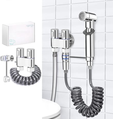 WC-handdouche 3-weg ventiel verchroomde handgreep - persoonlijke hygiëne & luierreiniging