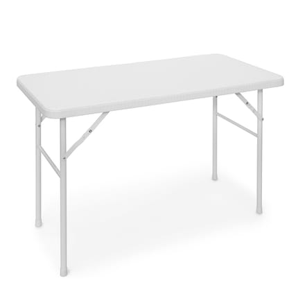 Tuintafel- 74 x 121,5 x 61,5 cm - inklapbaar - kunststof - metaal - rechthoek - wit