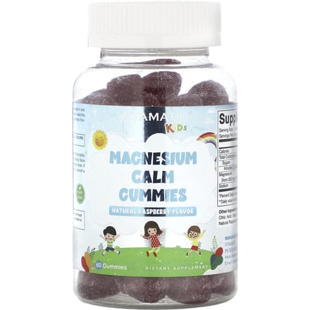 Vitamatic, kinder, magnesium kalmerende gummies, natuurlijke framboos, 60 gummies