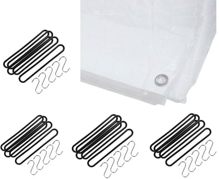 Benson - Afdekzeil - dekzeil - wit - 5 x 6 meter - met 20x spanrubbers - en S-haken