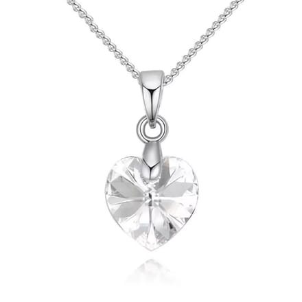 Ketting collier met Swarovski element hanger hartje paars